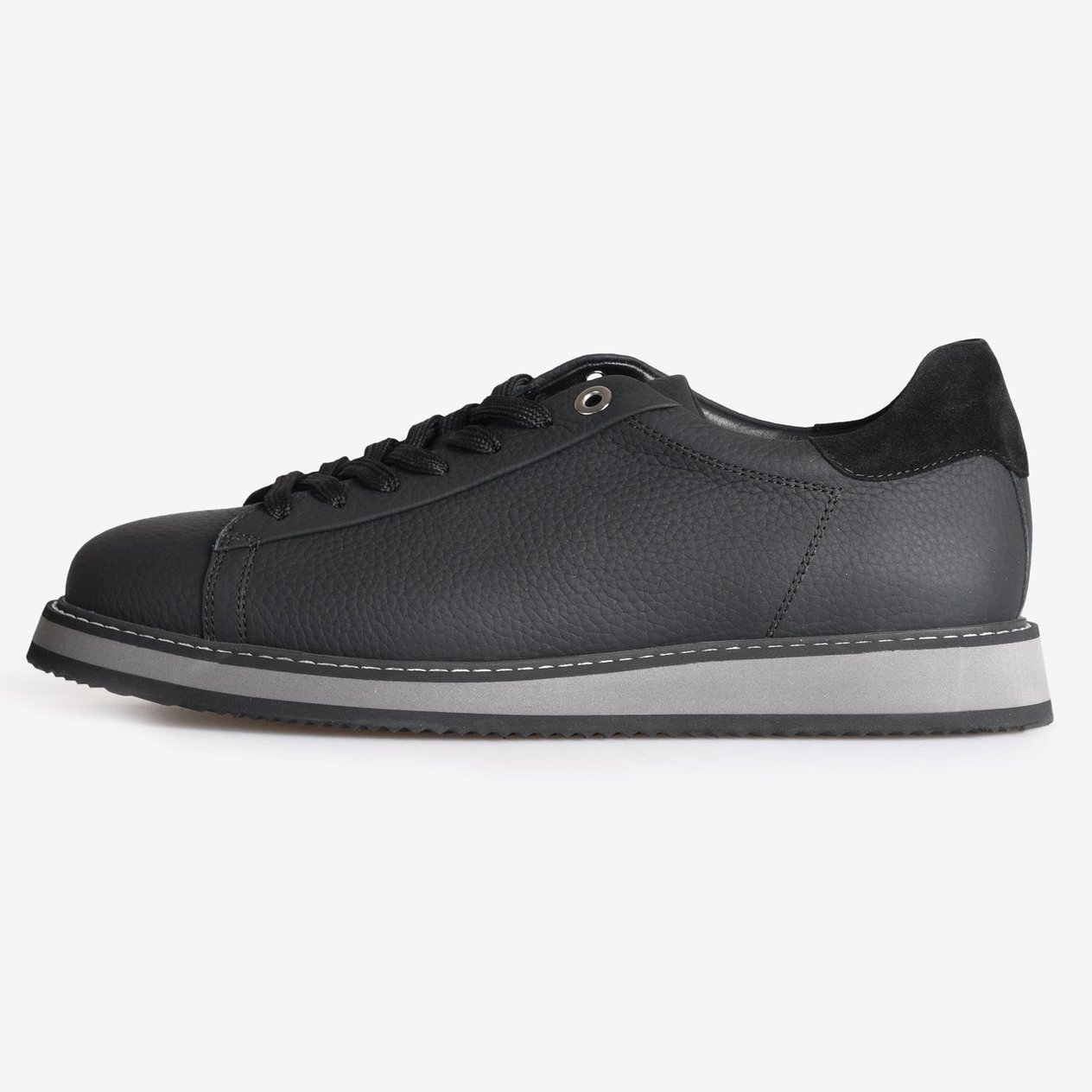 Siyah Deri Erkek Bağcıklı Sneaker