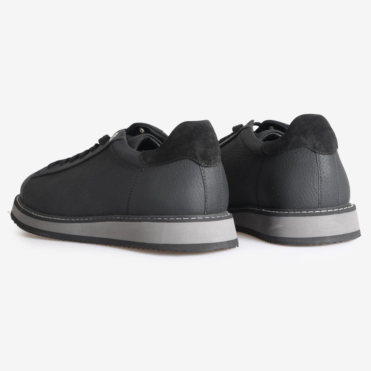 Siyah Deri Erkek Bağcıklı Sneaker