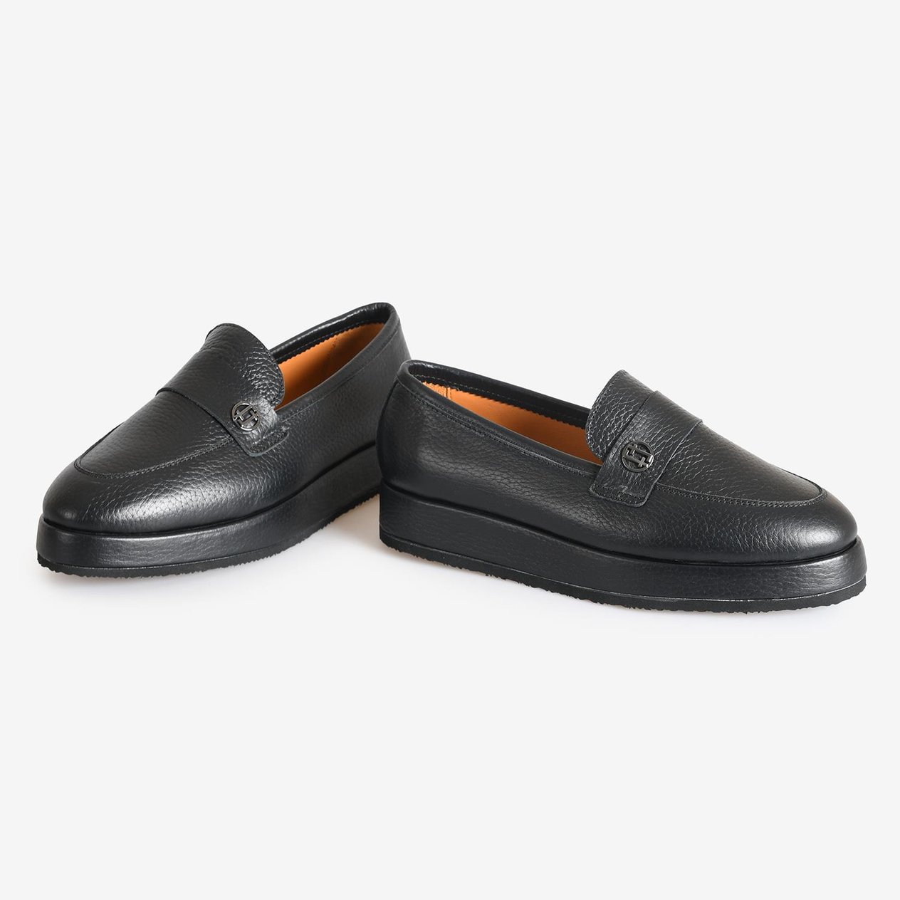 Siyah Deri Kadın Loafer