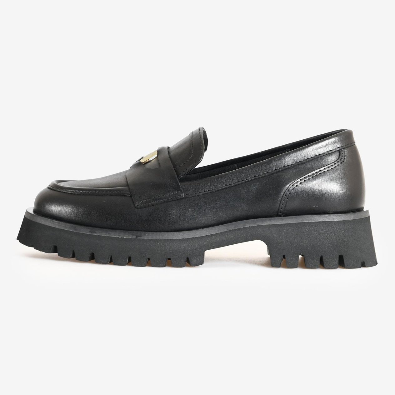 Siyah Deri Kadın Loafer