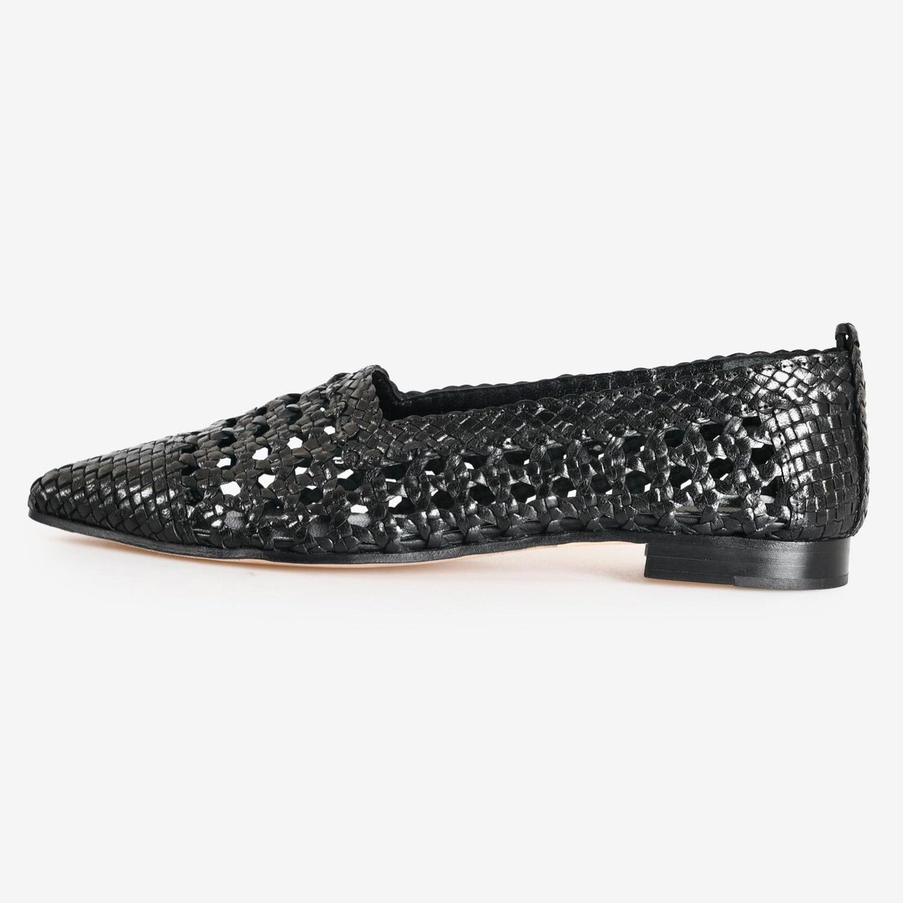 Siyah Örgü Deri Kadın Loafer