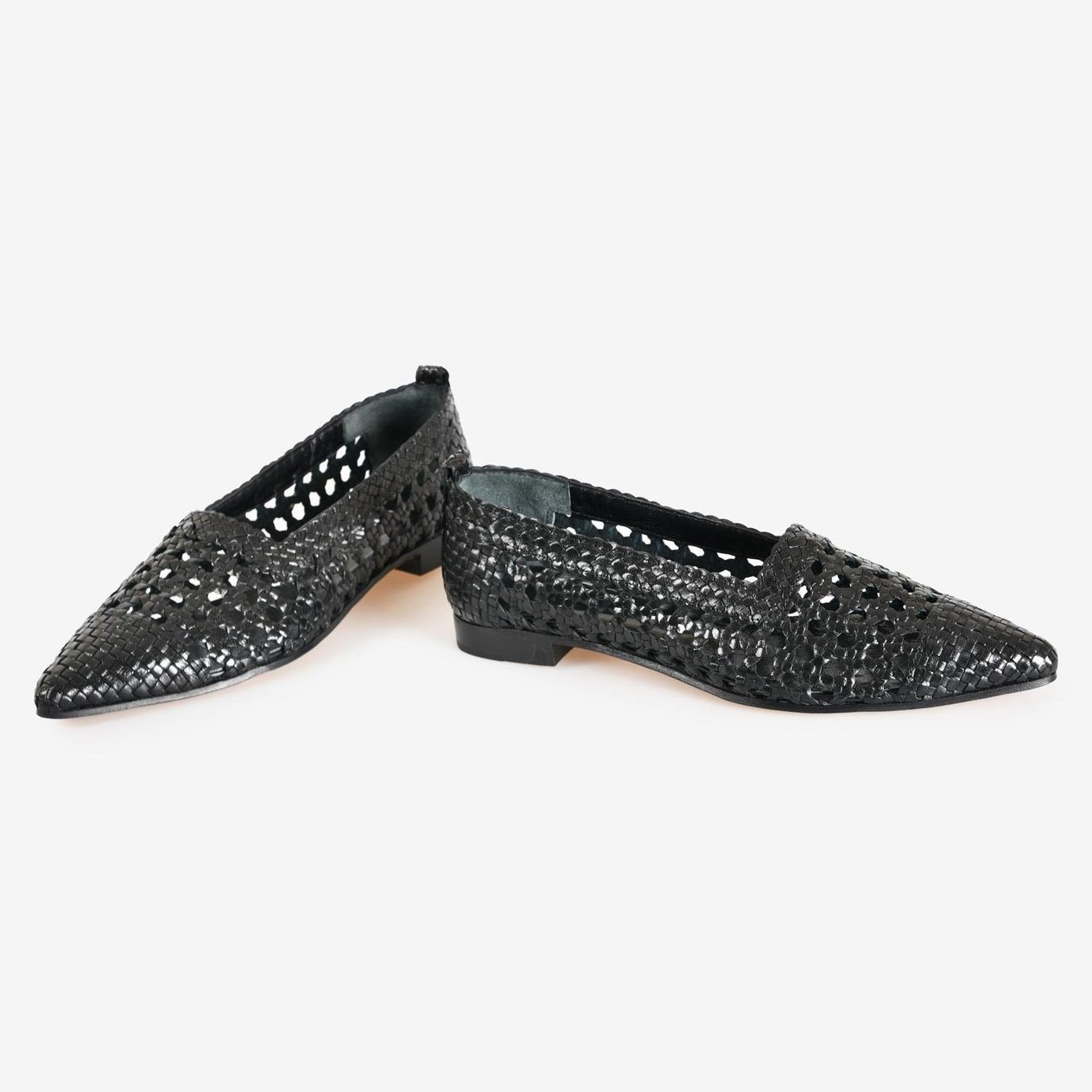 Siyah Örgü Deri Kadın Loafer