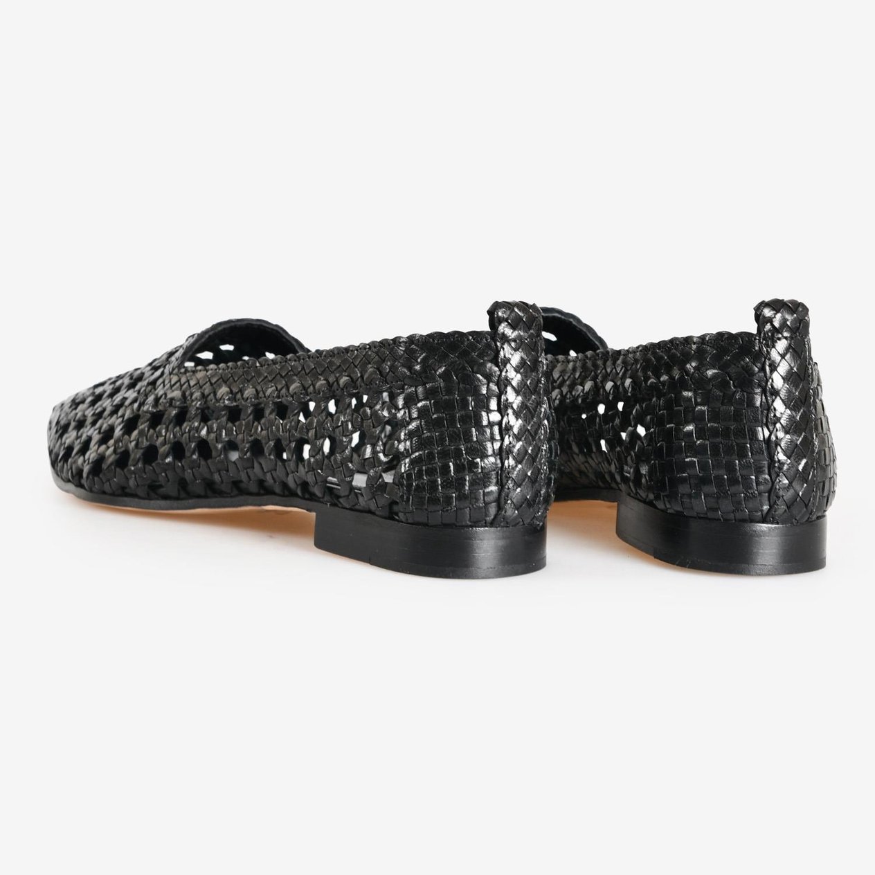 Siyah Örgü Deri Kadın Loafer