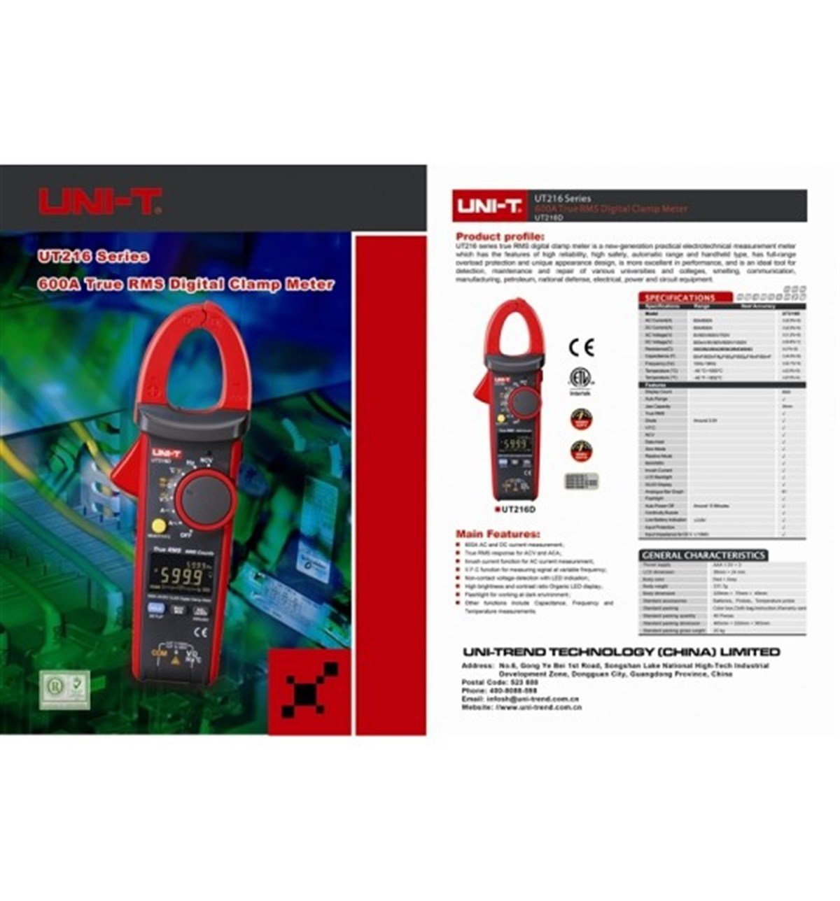Unı-T UT216D 600 A True-RMS Pensampermetre