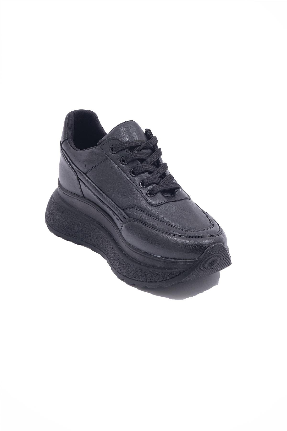 Beety 10.316 Hakiki Deri Kalın Tabanlı Bağcıklı Sneaker Spor Ayakkabı Kadın
