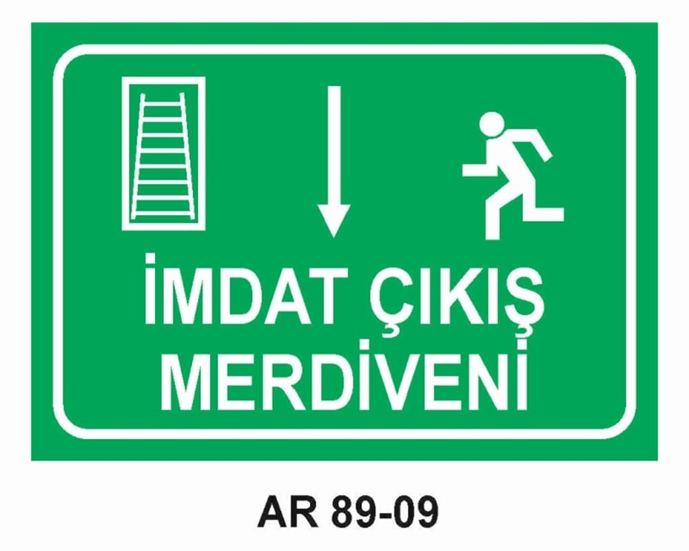 ACİL ÇIKIŞİMDAT ÇIKIŞ MERDİVENİ-4  İŞ GÜVENLİĞİ UYARI LEVHASI