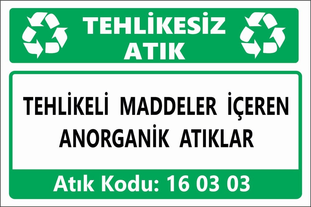 Atık TabelalarıTEHLİKELİ MADDELER İÇEREN ANORGANİK ATIKLAR