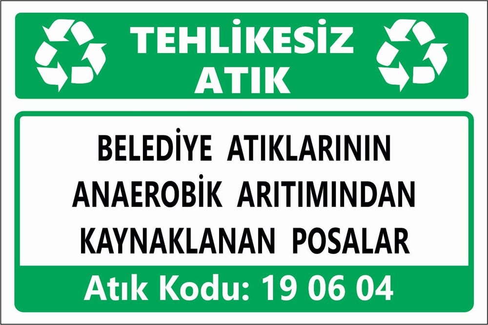Atık TabelalarıBELEDİYE ATIKLARININ  ANAEROBİK ARITIMINDAN KAYNAKLANAN POSALAR