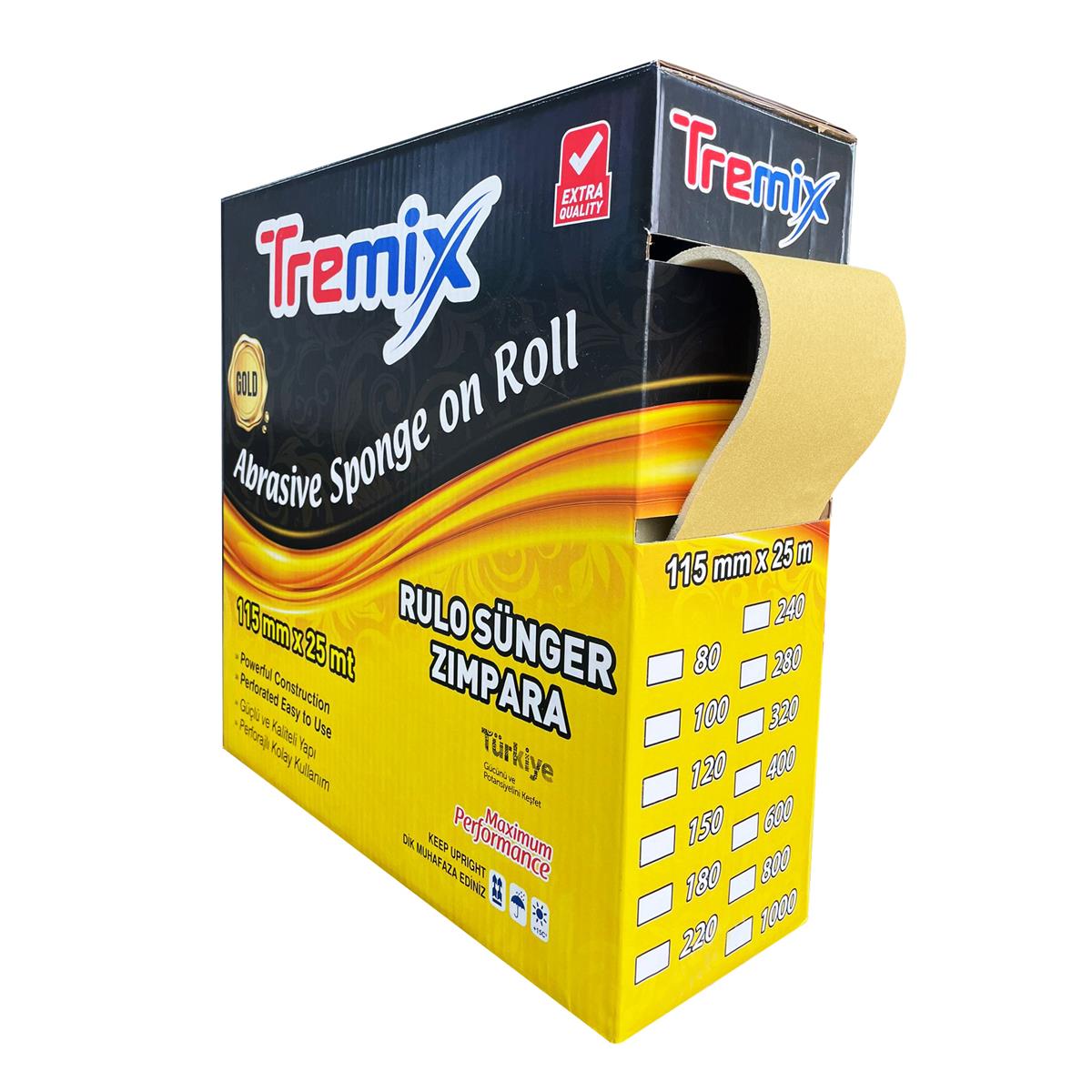 Tremix Rulo Soft Sünger Zımpara Gold 25 Metre 400 Kum