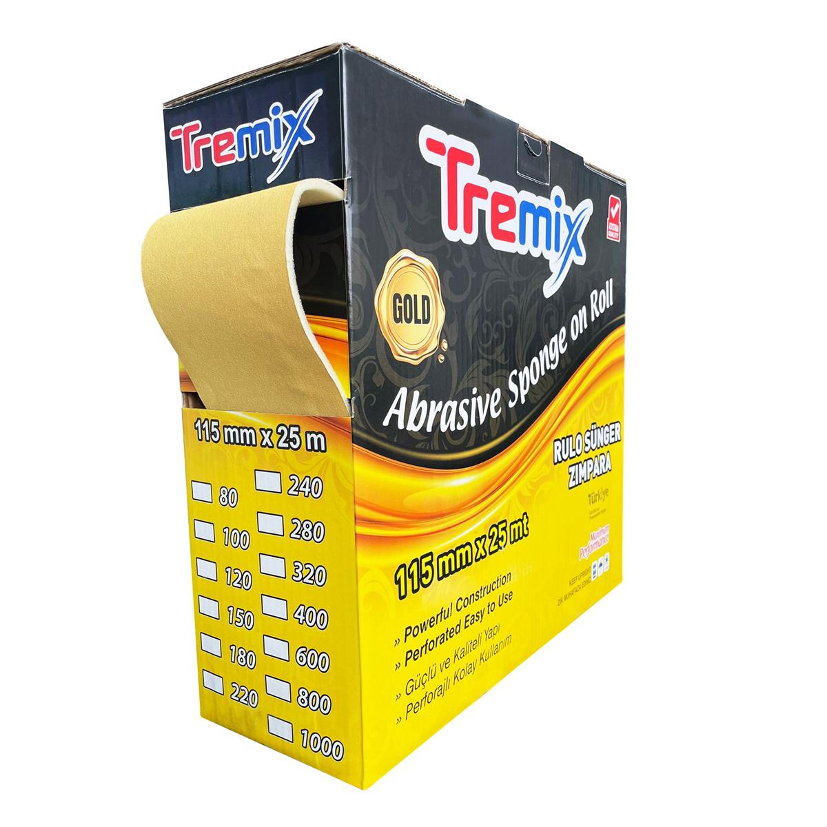 Tremix Rulo Soft Sünger Zımpara Gold 25 Metre 400 Kum