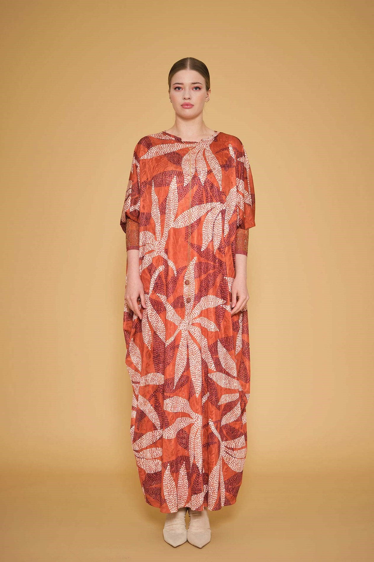 Desenli Örme Kaftan Elbise