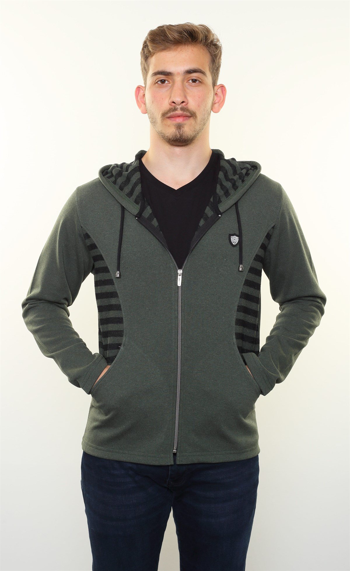 Kapşonlu Fermuarlı Sweatshirt 