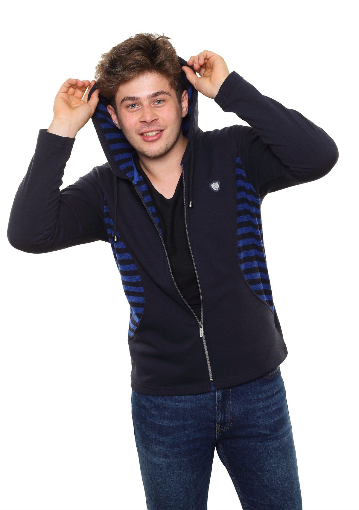 Kapşonlu Fermuarlı Sweatshirt 