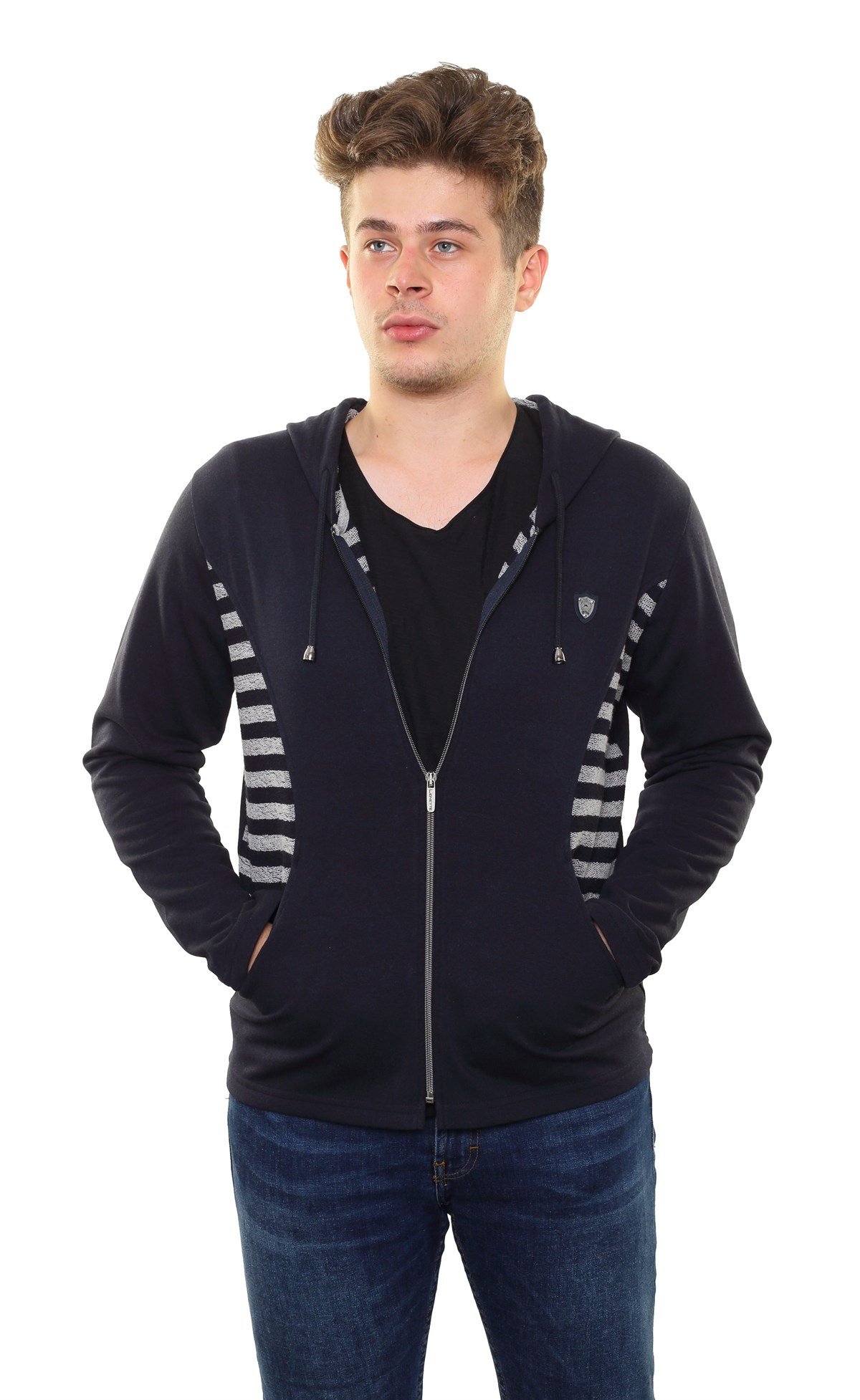 Kapşonlu Fermuarlı Sweatshirt 