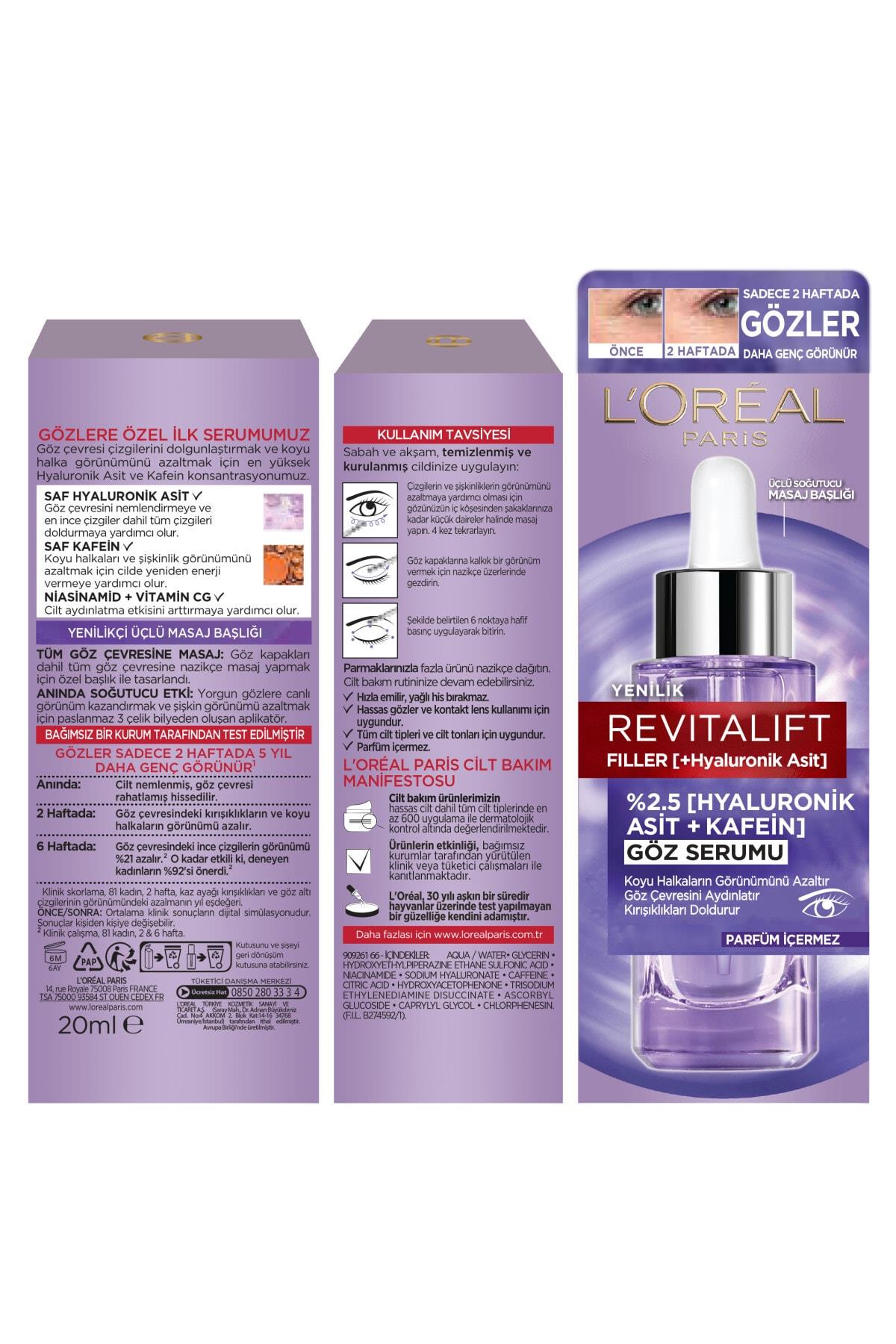 L'Oreal Paris Revitalift Filler Aydınlatıcı Göz Serumu 20ml