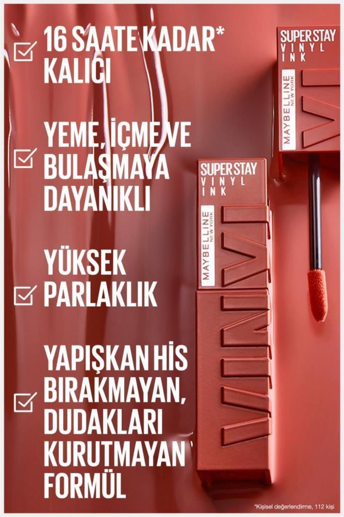 Maybelline New York Super Stay Vinyl Ink Uzun Süre Kalıcı Likit Parlak Ruj