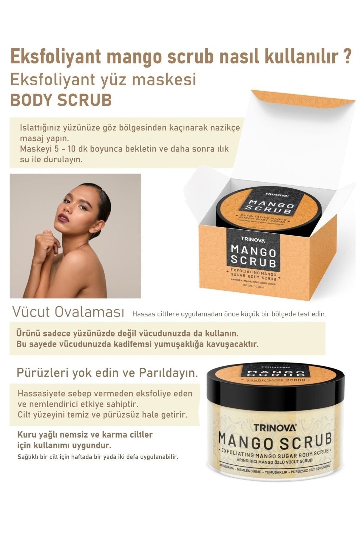 Trinova Vücut El&tırnak Manikür Peeling Mango Body Scrub 300gr