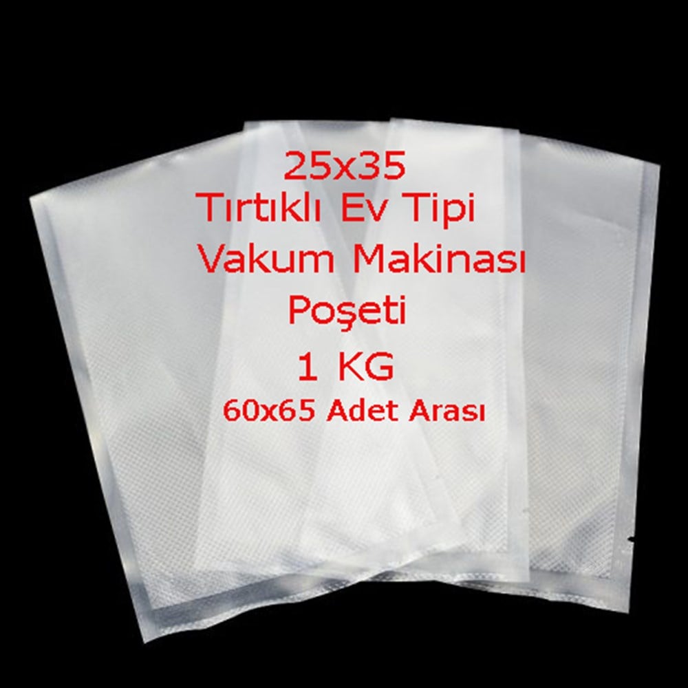 25x35 Cm Ev Tipi Tırtıklı Gıda Vakum Poşeti (100 Adet)