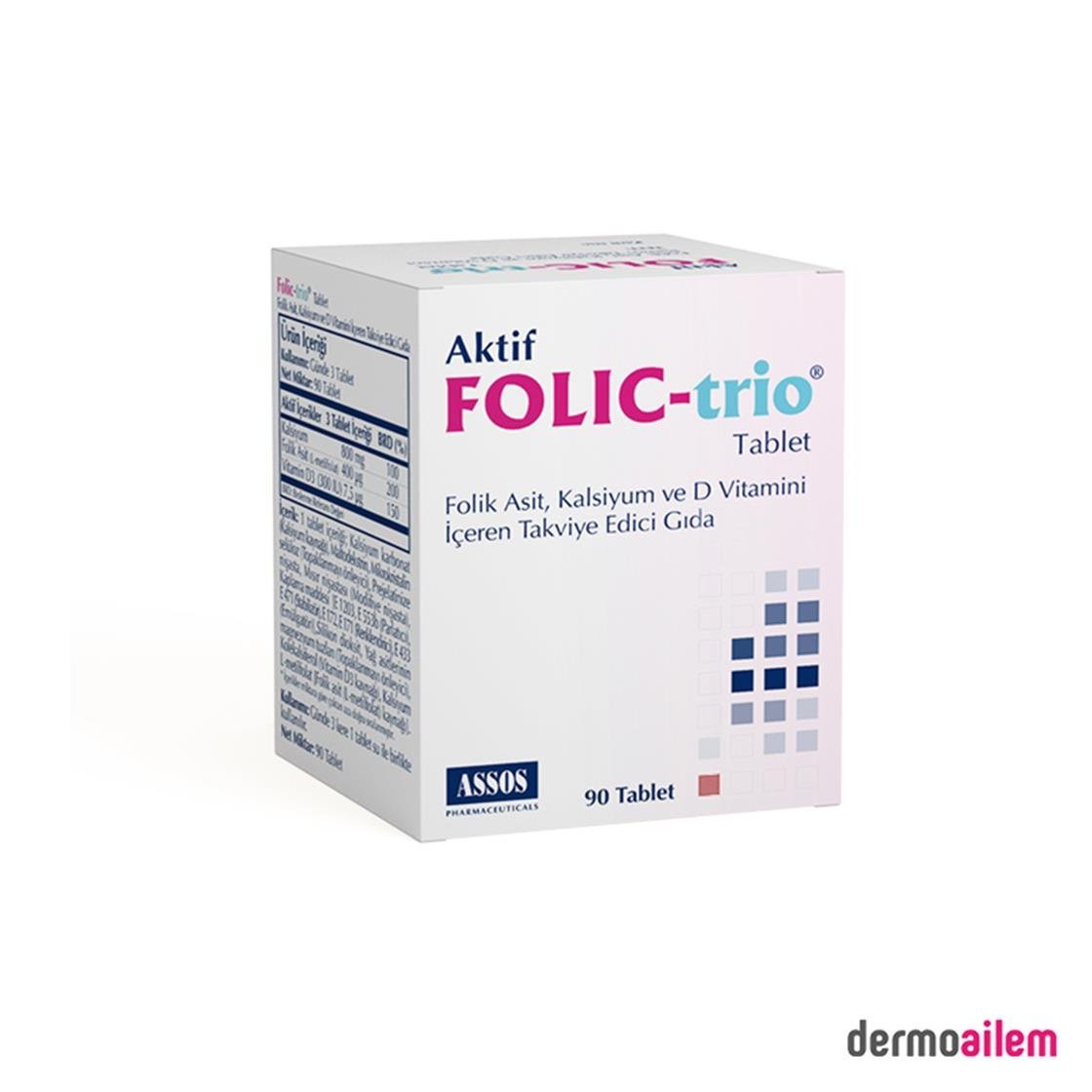 Takviye Edici GıdalarAssosAssos Folic Trio 90 Tablet