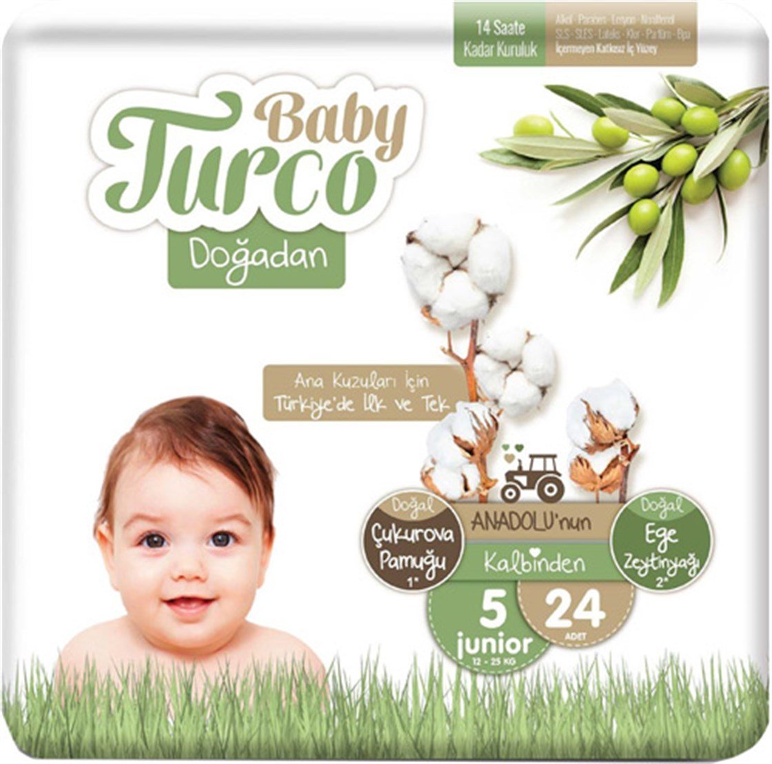 Bebek BezleriBaby TurcoBaby Turco Doğadan 5 Numara Junıor 24 Adet (12-25kg)