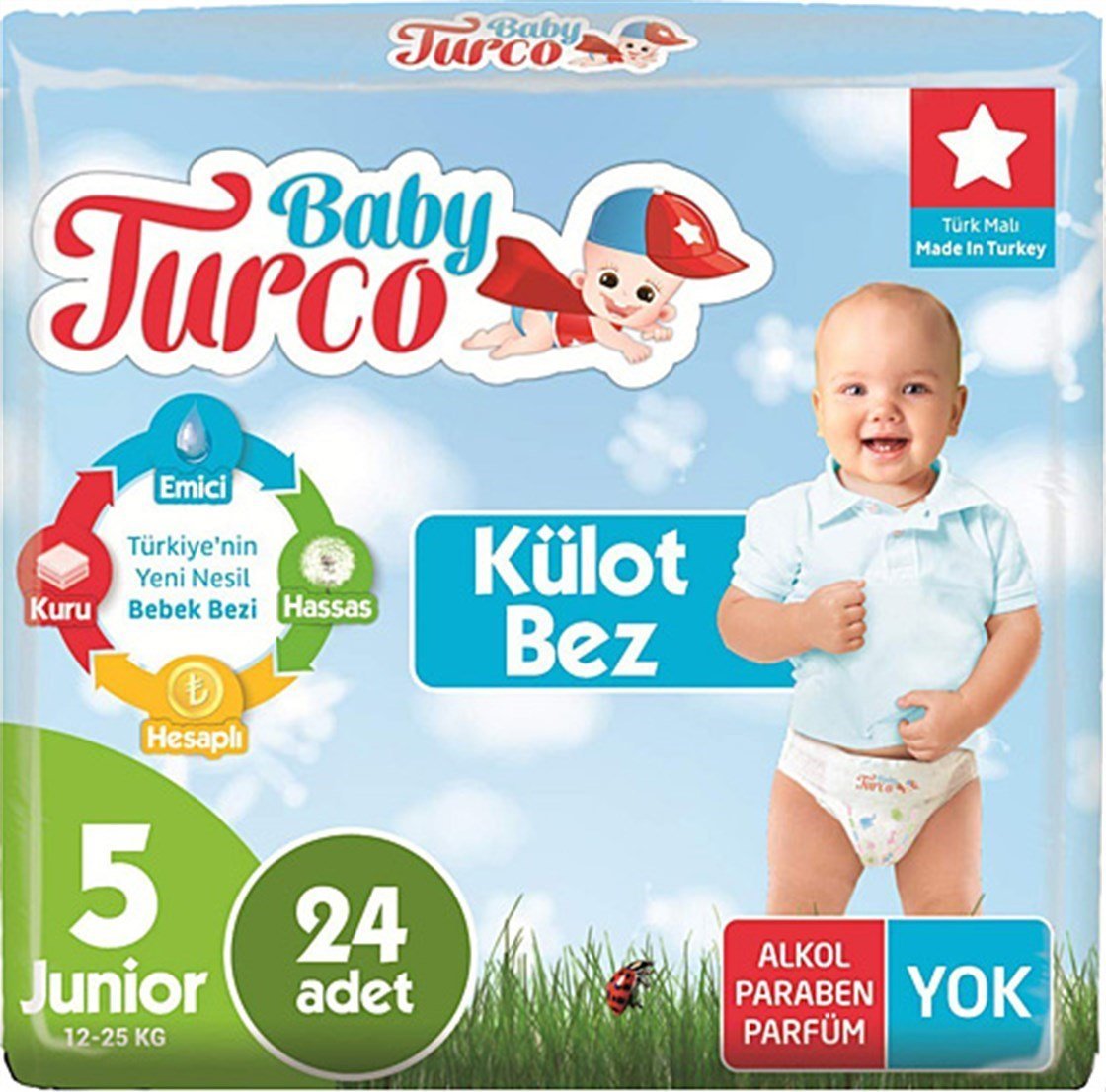 Bebek BezleriBaby TurcoBaby Turco Külot Bez 5 Numara 24 Adet (12-25 kg)