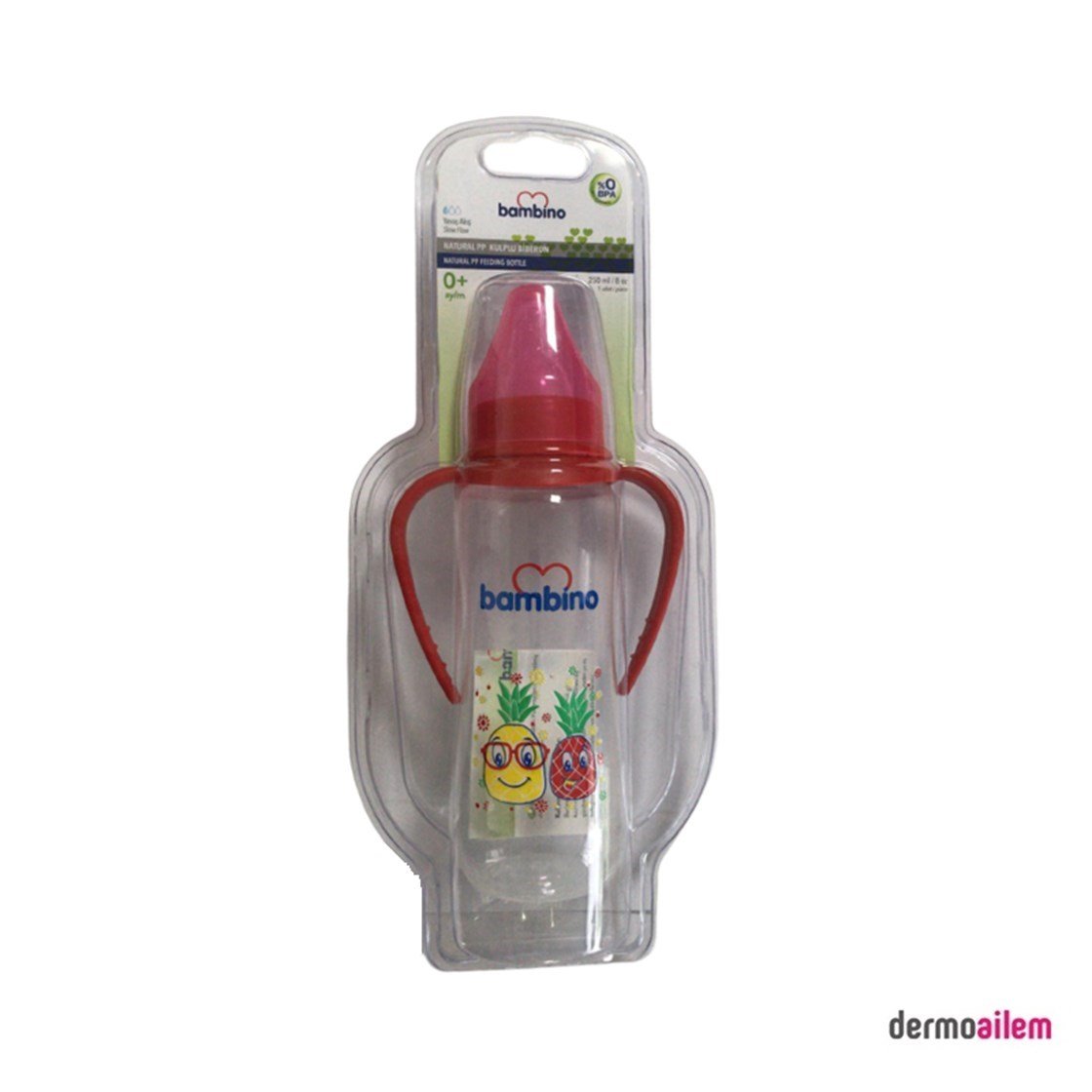 Biberon & Emzik & OyuncakBambinoBambino Natural Pp Kulplu 250 Ml Biberon Kırmızı B066