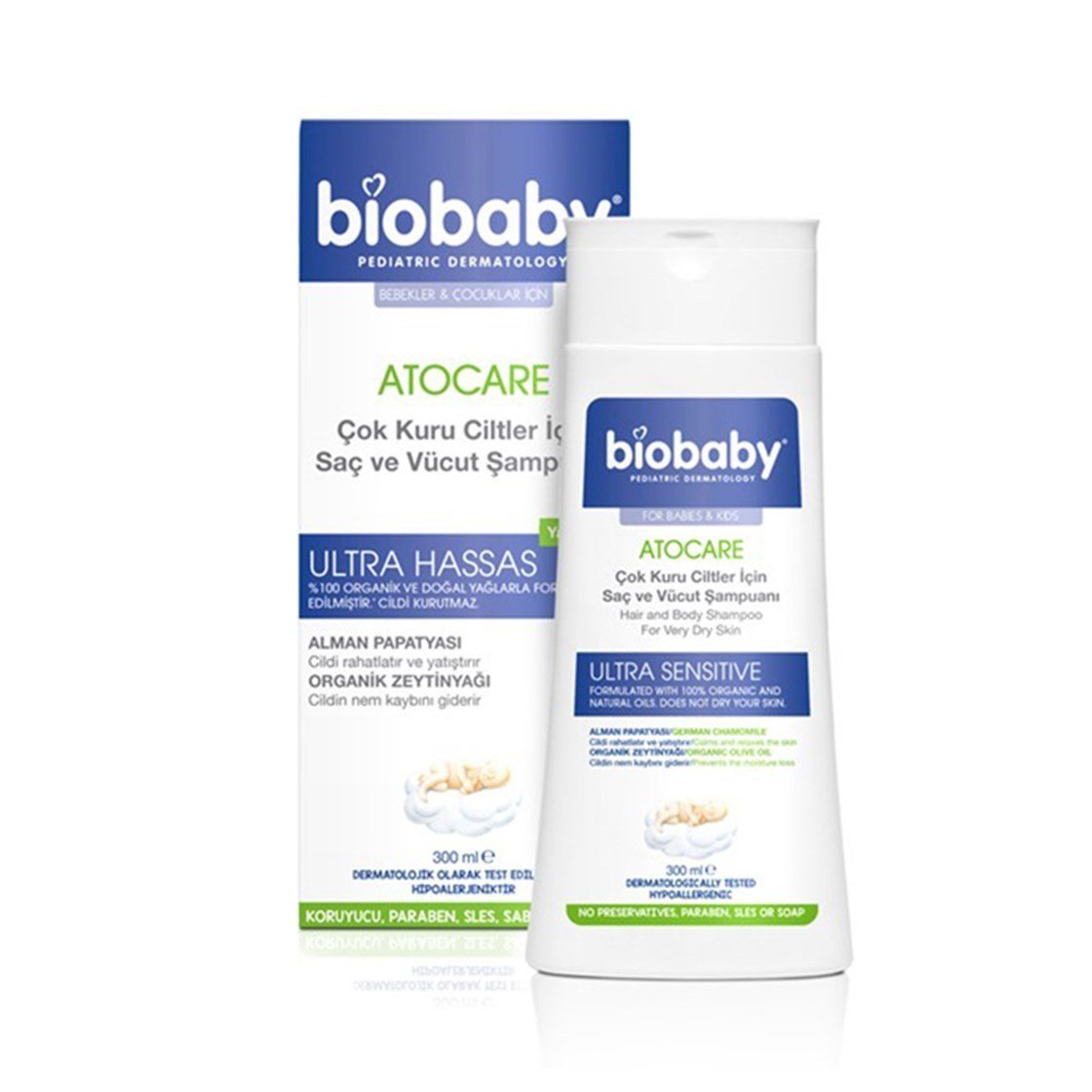 Şampuan & Duş JeliBiobabyBiobaby Kuru ve Çok Kuru Ciltler İçin Saç ve Vücut Şampuanı 300 ml