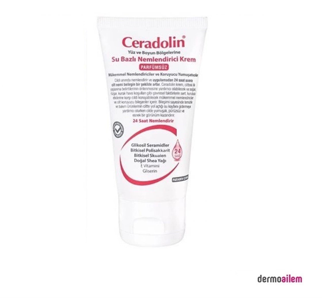 Nemlendirici & OnarıcıDermadolinCeradolin Yüz, Boyun Ve Eller İçin Nemlendirici Krem Parfümsüz 50 ml