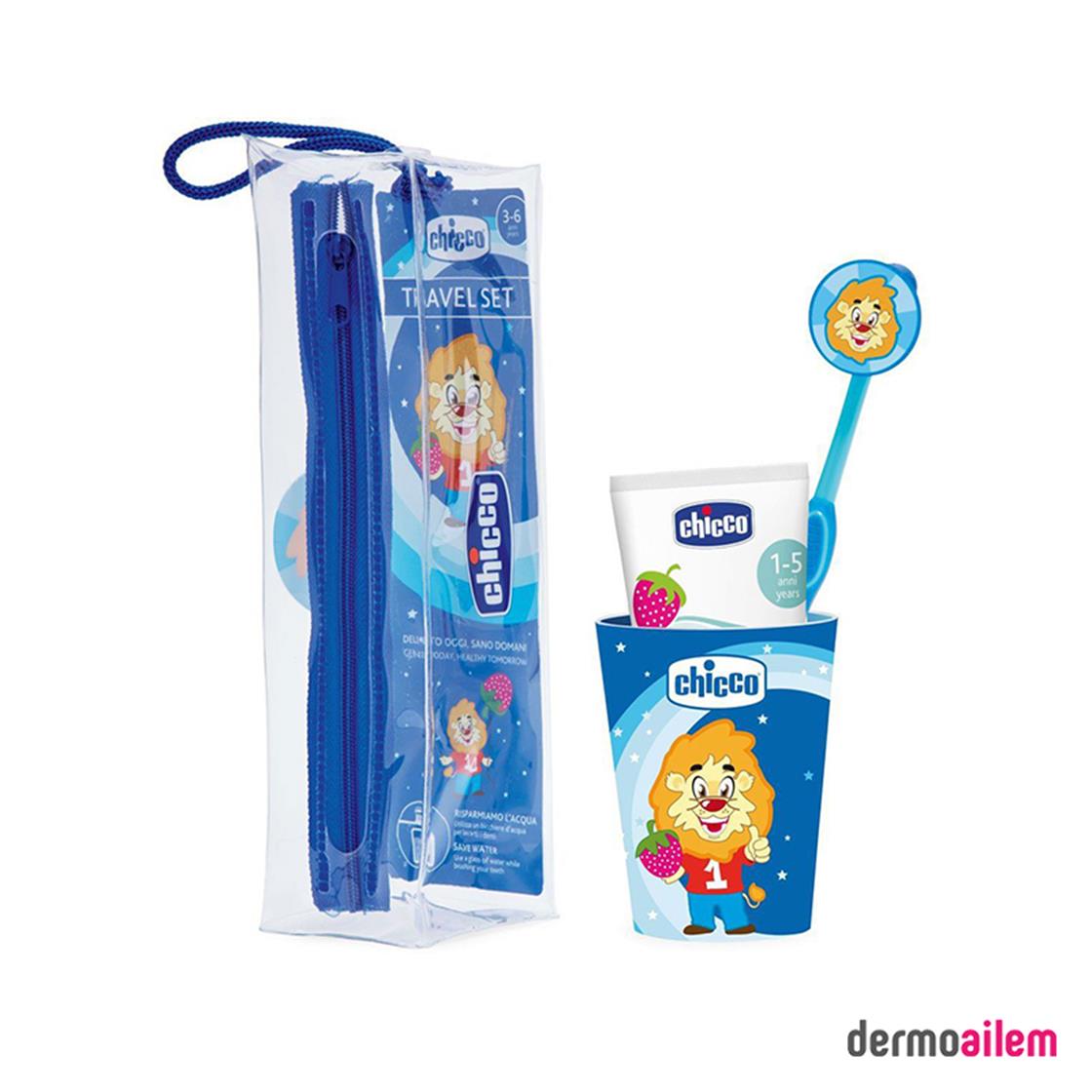 Bebek Ve Çocuklar İçin Ağız BakımıChiccoChicco New Oral Diş Fırçası Seyehat Seti Bardaklı 3-6 Yaş Mavi