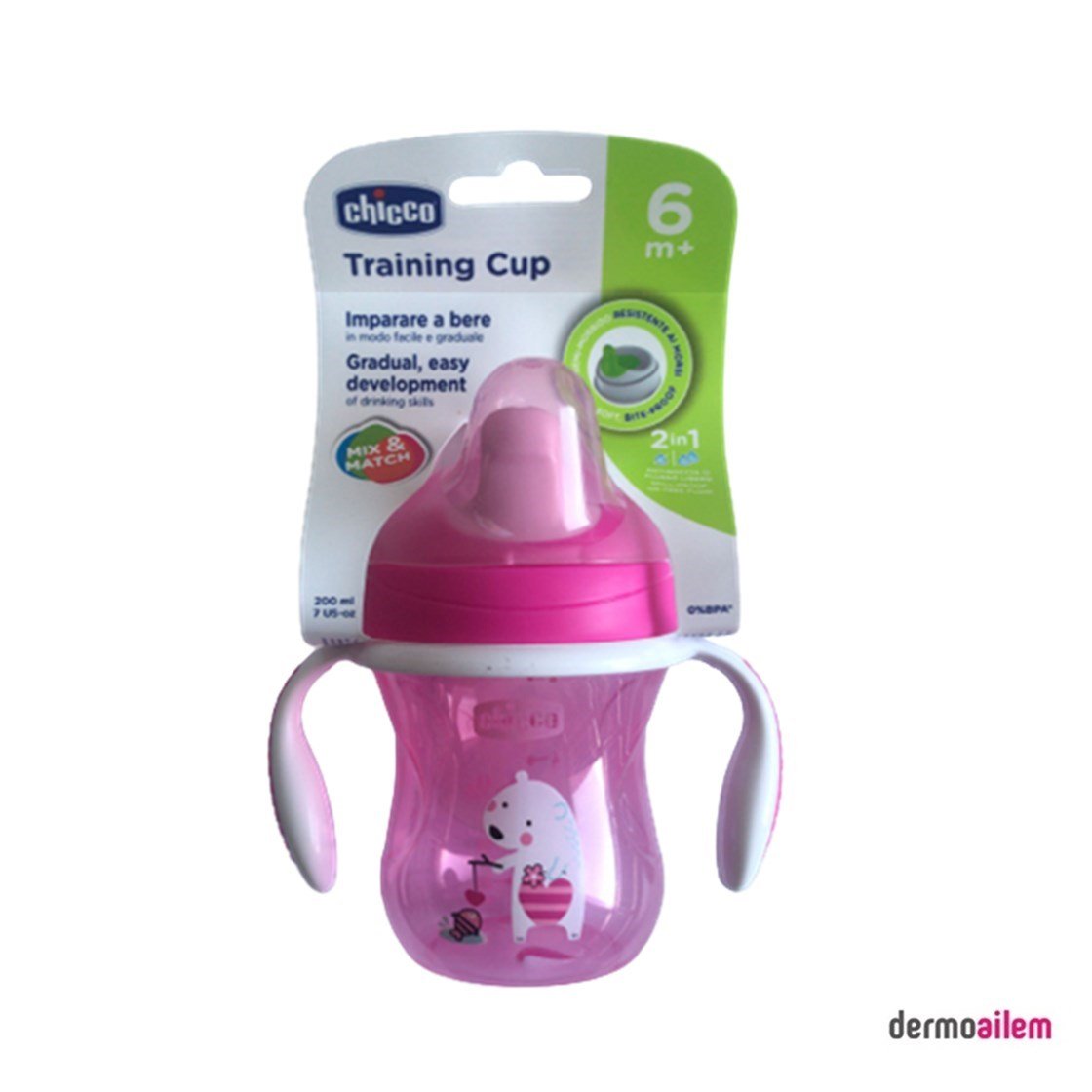 Biberon & Emzik & OyuncakChiccoChicco Training Cup Yarı Yumuşak Uçlu Alıştırma Eğitim Bardak Suluk 200 ml 6 Ay Pembe
