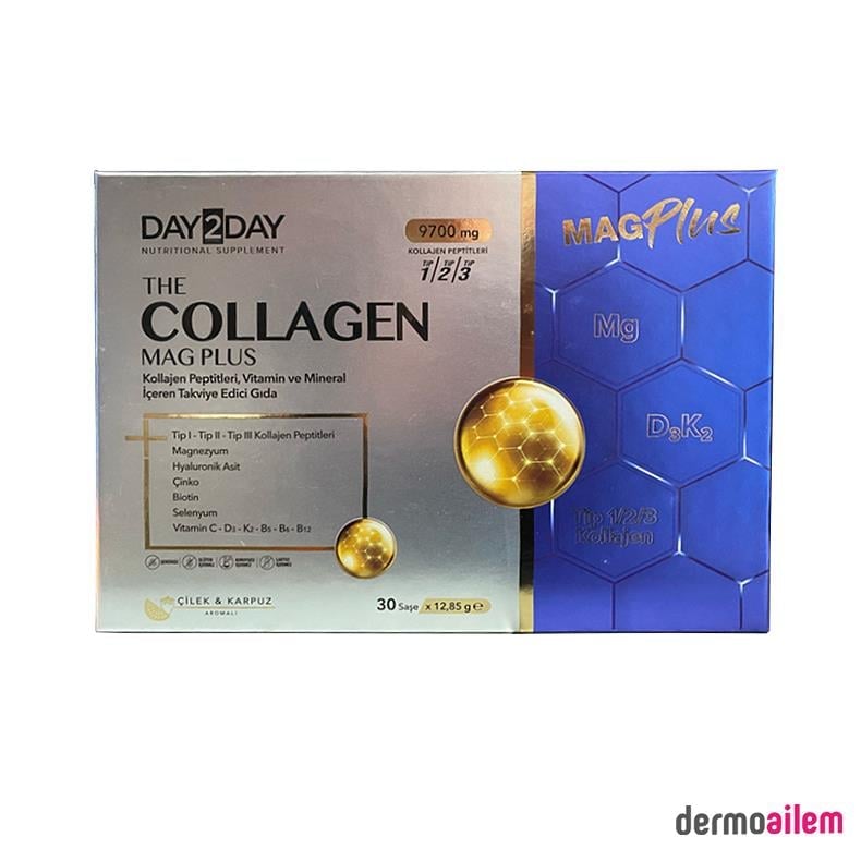 Kolajen ( Collagen )Day2DayDay2Day The Collagen Mag Plus Çilek ve Karpuz Aromalı 30 Şase