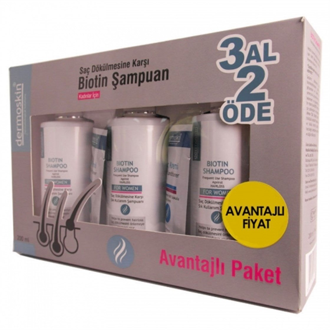 Saç DökülmesiDermoskinDermoskin Biotin Shampoo For Women 200 ml 3 Al 2 Öde