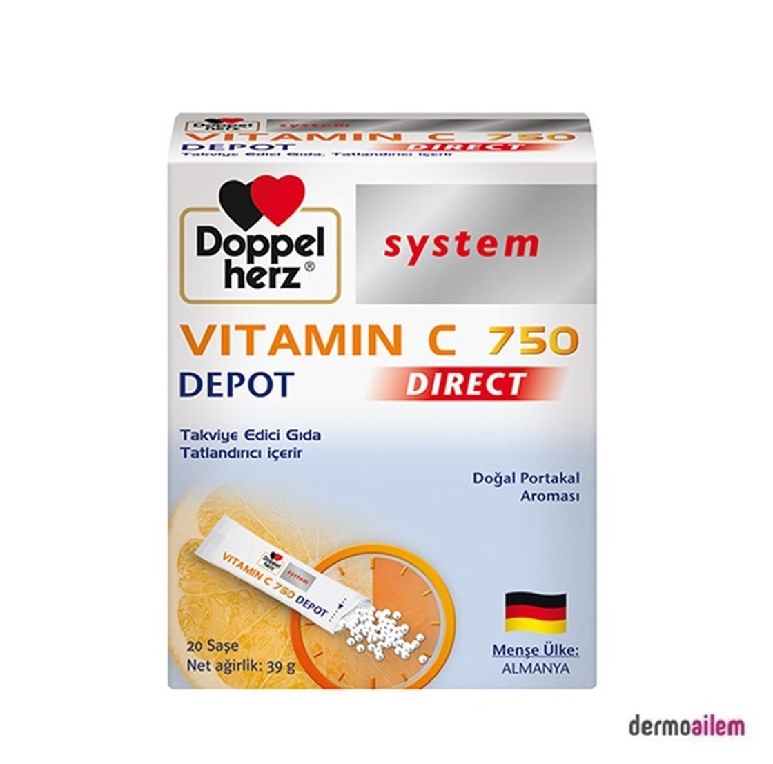 Takviye Edici GıdalarDoppelherzDoppelherz Vitamin C 750 Depot Direct 20 Saşe