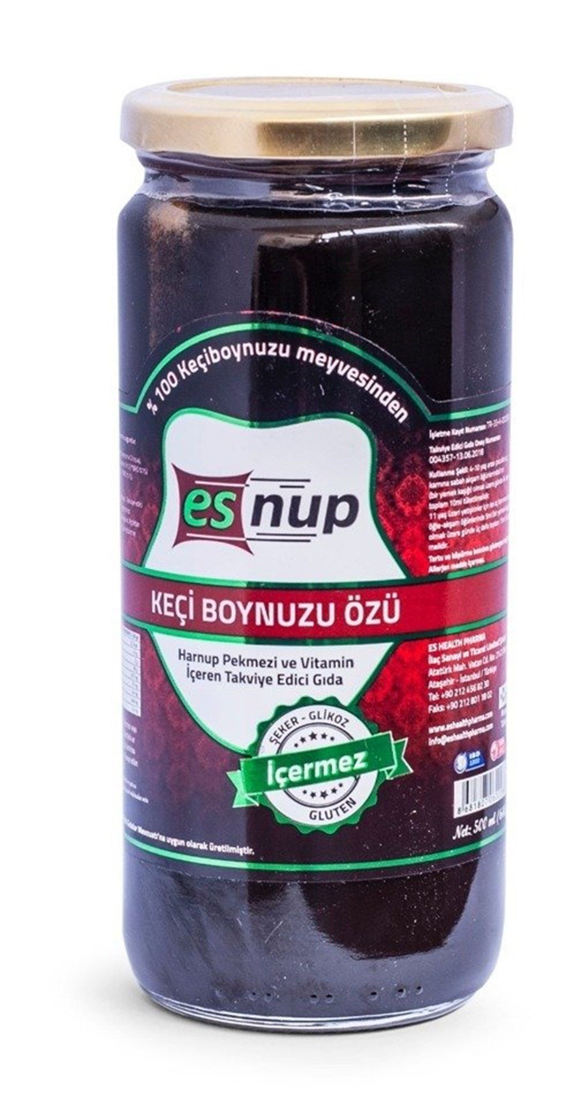 Takviye Edici GıdalarEs Health PharmaEsnup Keçi Boynuzu Özü , Harnup Pekmezi ve Vitamin içeren Takviye Edici Gıda 640gr