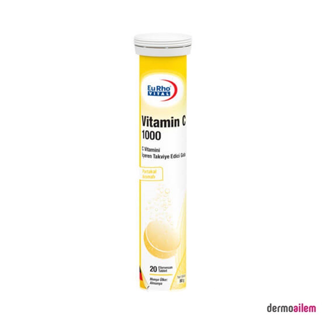 Takviye Edici GıdalarEurho VitalEurho Vital Vitamin C 1000 mg 20 Suda Eriyen Tablet