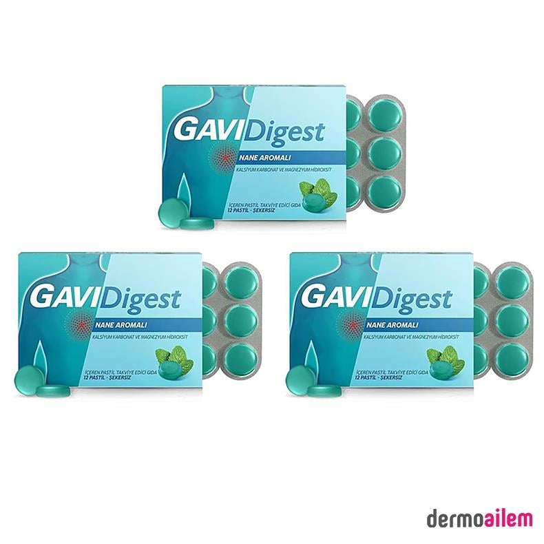 PastillerStrepsilsGavidigest Nane Aromalı Şekersiz 12 Pastil 3 Adet