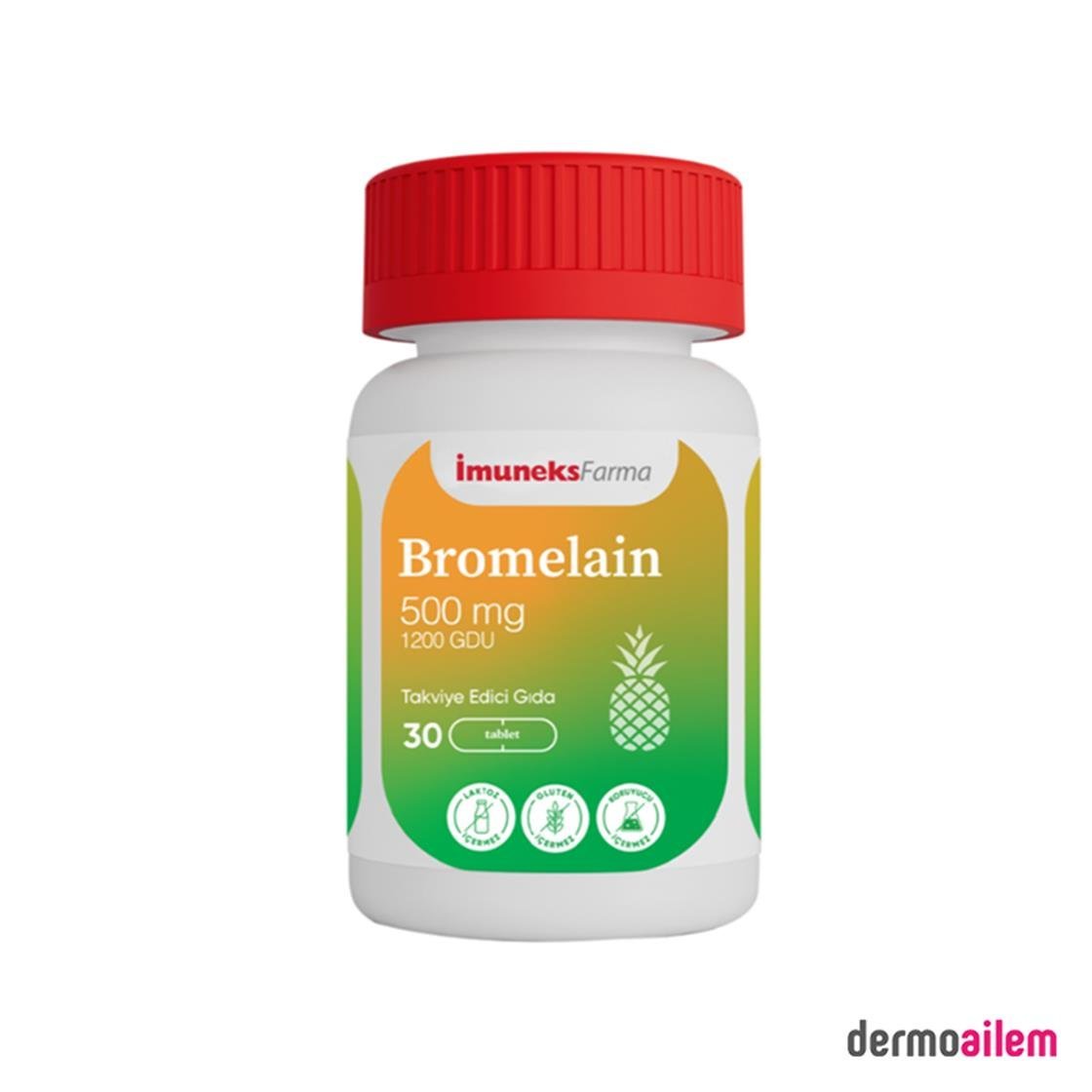 Takviye Edici GıdalarİmuneksFarmaİmuneks Bromelain 500 Mg 1200 GDU 30 Tablet