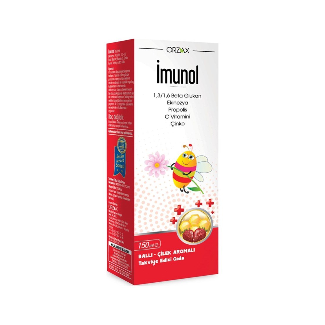 Takviye Edici GıdalarOrzaxİmunol Ballı Çilek Aromalı 150 ml Şurup