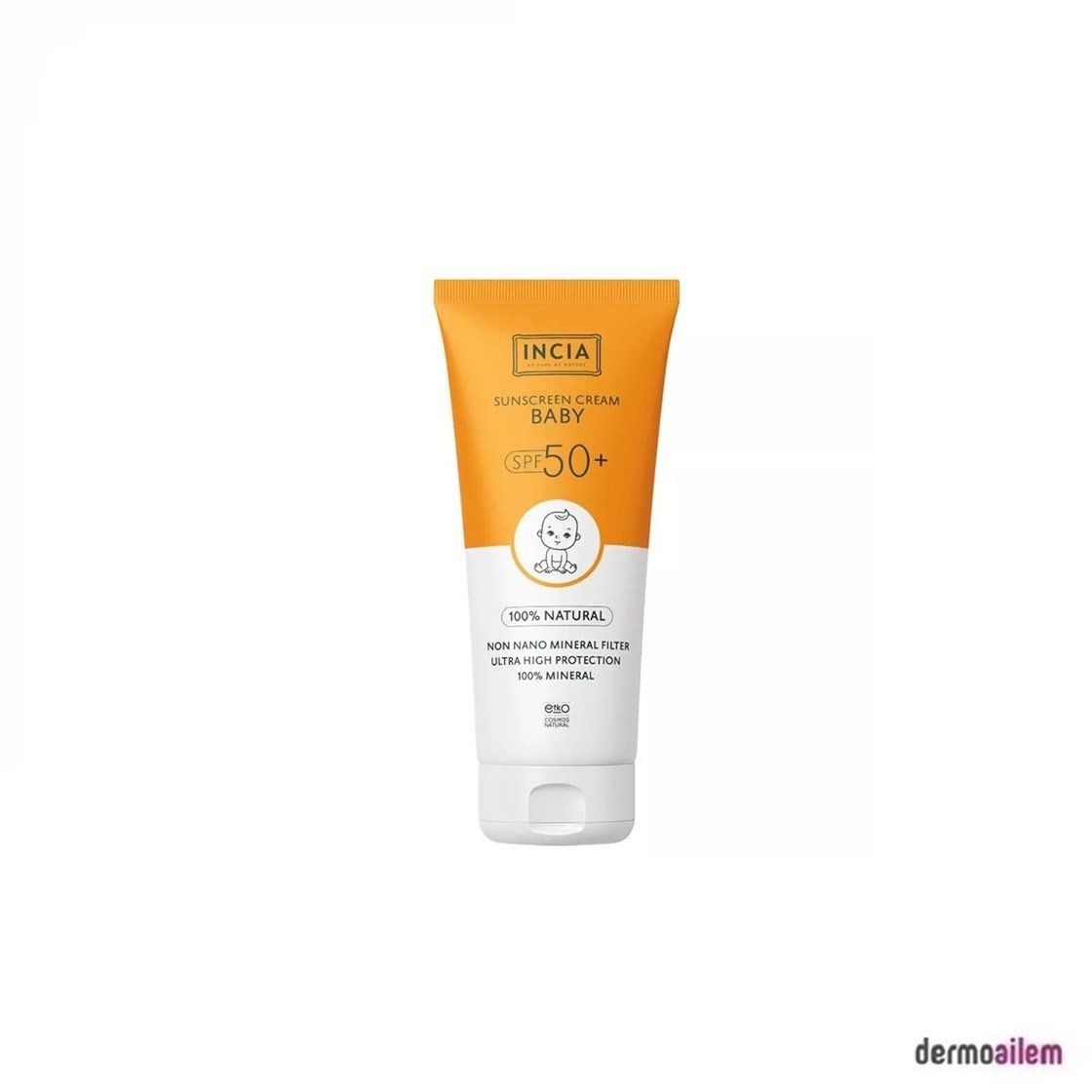 Bebek Güneş SerisiInciaIncia Bebek İçin %100 Doğal Güneş Kremi Spf50 100 ml
