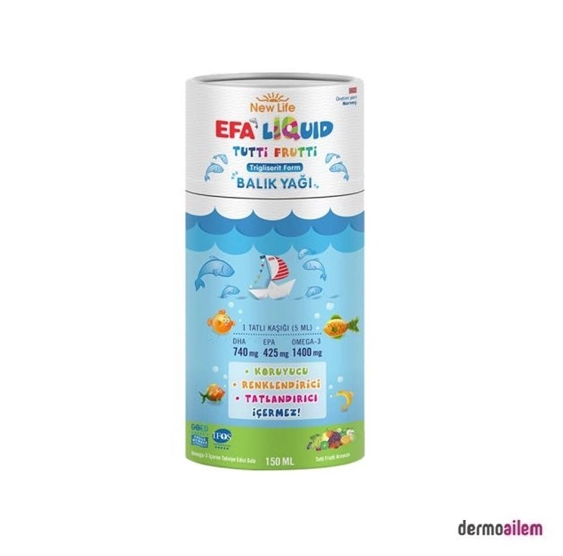 Omega 3 & Balık YağlarıNewlifeNew Life Efa Liquid Balık Yağı Sıvı 150 ml - Tutti Frutti