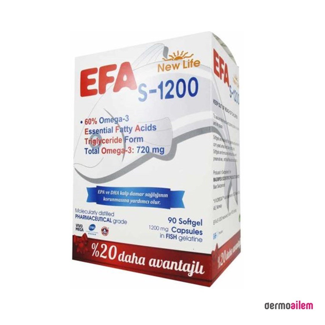 Omega 3 & Balık YağlarıNewlifeNew Life Efa S-1200 Omega 3 90 Kapsül