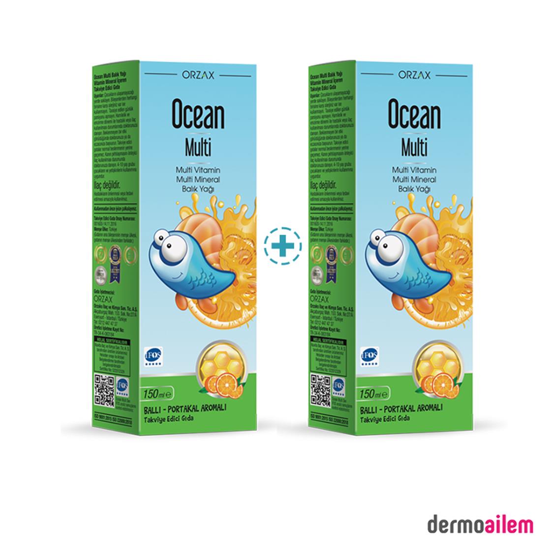 Omega 3 & Balık Yağları Ocean Multi Vitamin Ve Balık Yağı 150 ml + 150 ml 2'Li