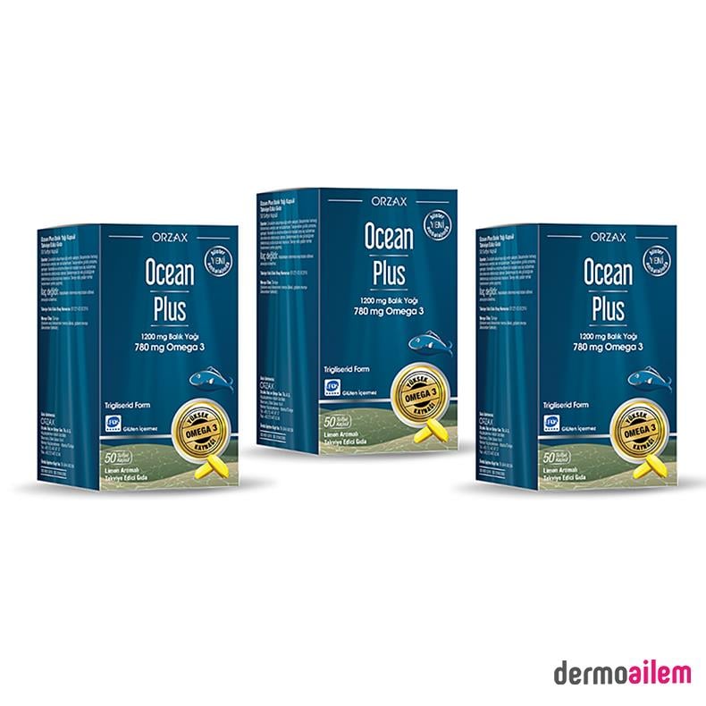 Omega 3 & Balık YağlarıOrzaxOcean Plus 1200 mg 50 Kapsül Balık Yağı 3 ADET