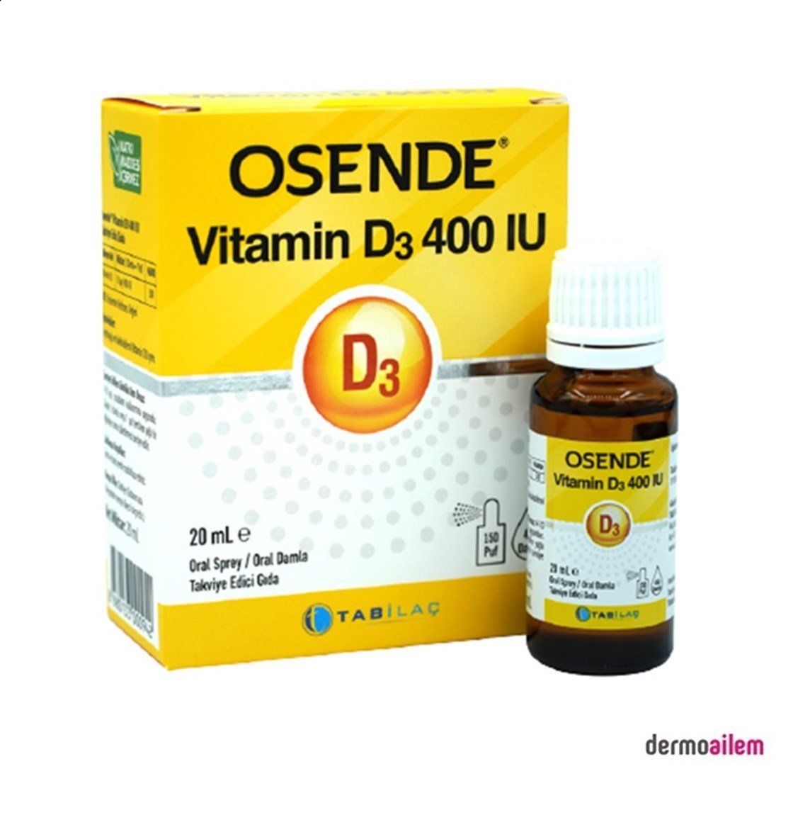 Takviye Edici GıdalarTab İlaçOsende Vitamin D3 400IU Damla Sprey 20ml