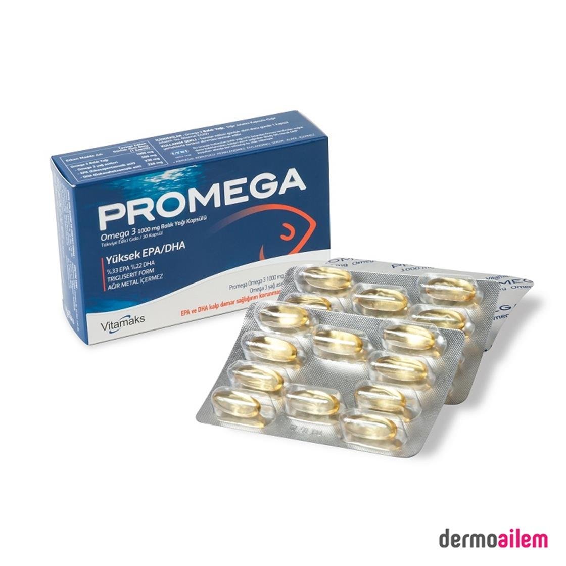 Takviye Edici GıdalarVitamaksPromega Omega 3 1000 mg 30 Kapsül