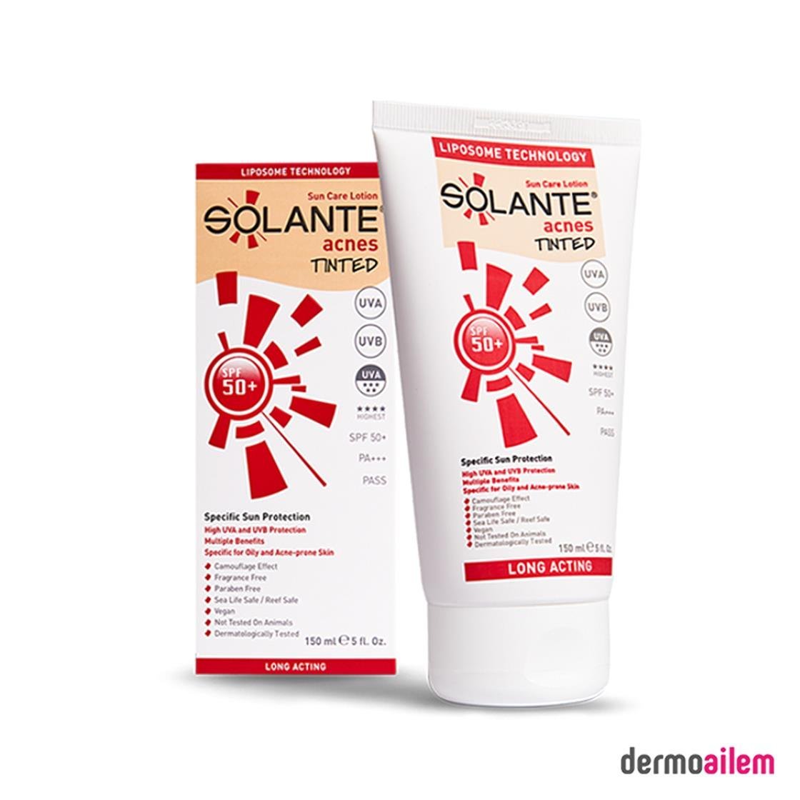 Yüz İçin Güneş ÜrünleriSolanteSolante Acnes Tinted Losyon Spf 50+ Faktör 150 ml