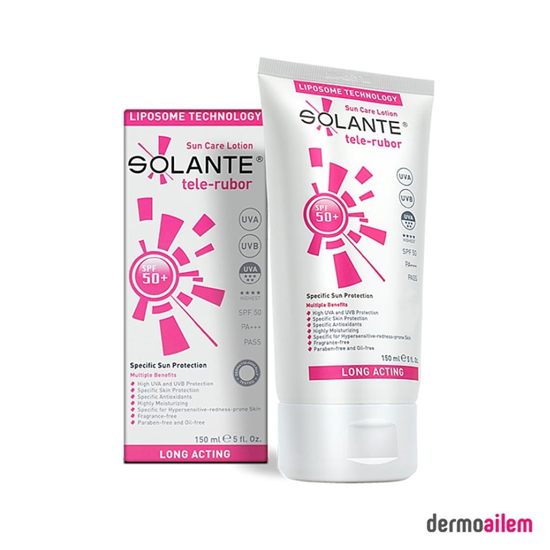 Yüz İçin Güneş ÜrünleriSolanteSolante Tele-Rubor Sun Care Lotion Spf 50+ Faktör 150 ml Kızarıklık Önleyici Güneş Losyonu