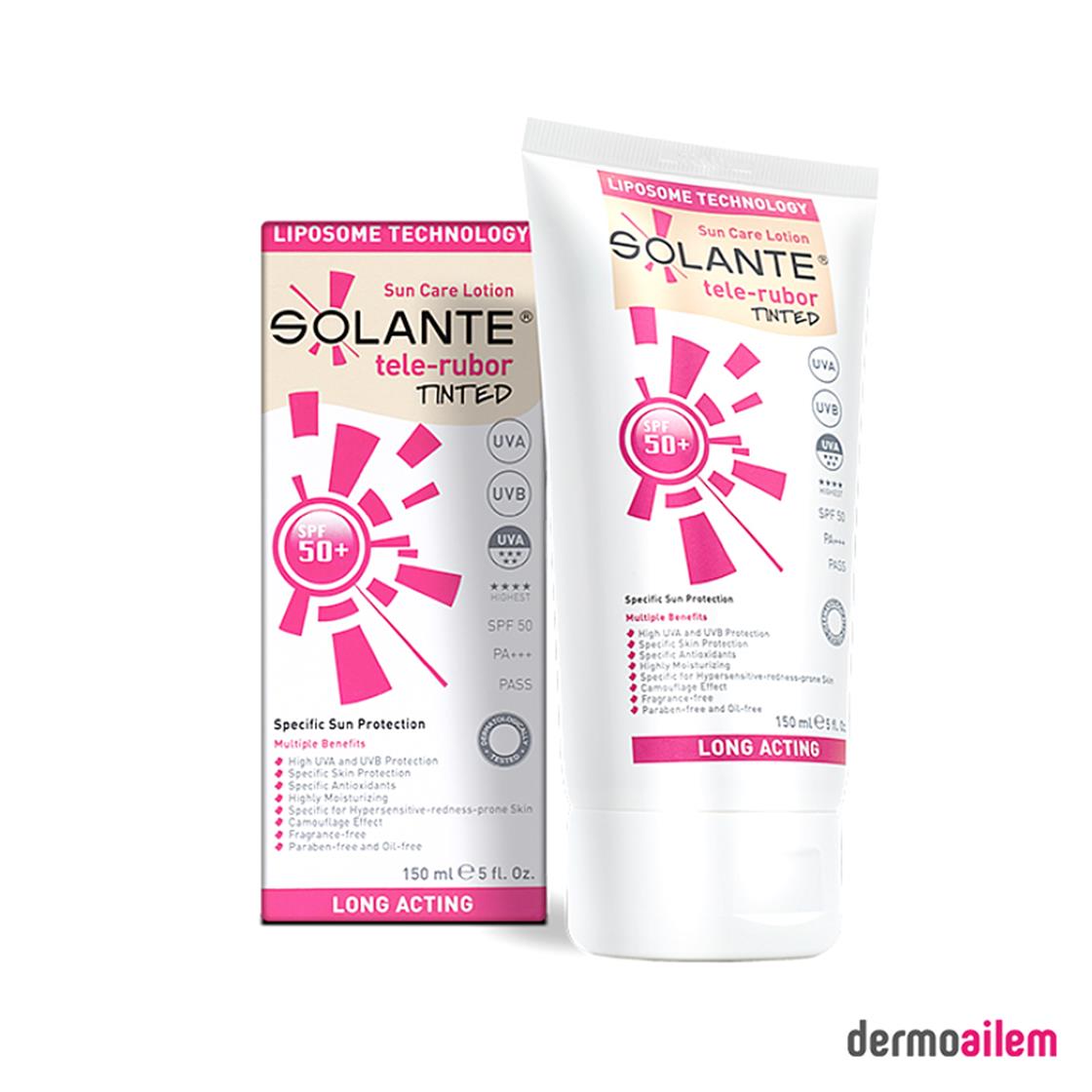 Spf 20 & 50 ArasıSolanteSolante Telerubor Tinted Spf 50 Faktör Losyon 150 ml