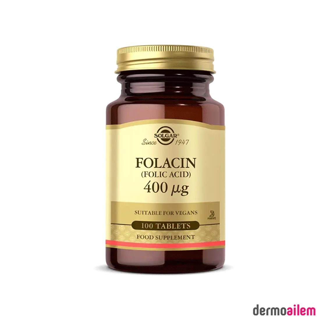 Takviye Edici GıdalarSolgarSolgar Folacin (Folic Acid) 100 Tablet