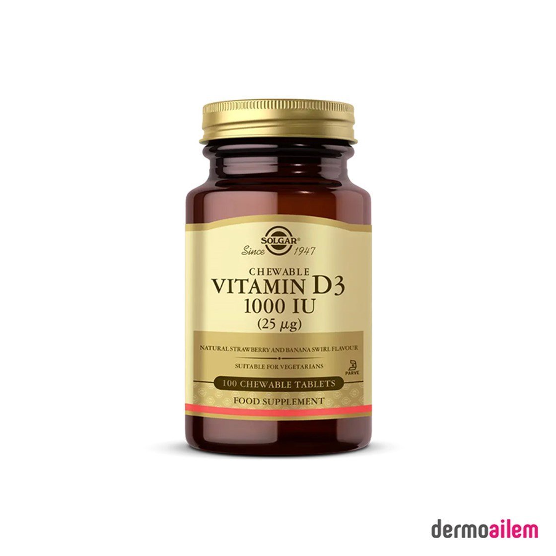 Takviye Edici GıdalarSolgarSolgar Vitamin D3 1000 IU 100 Softgel
